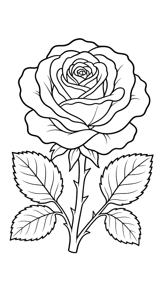 rose coloring page for adults — free printable PDF