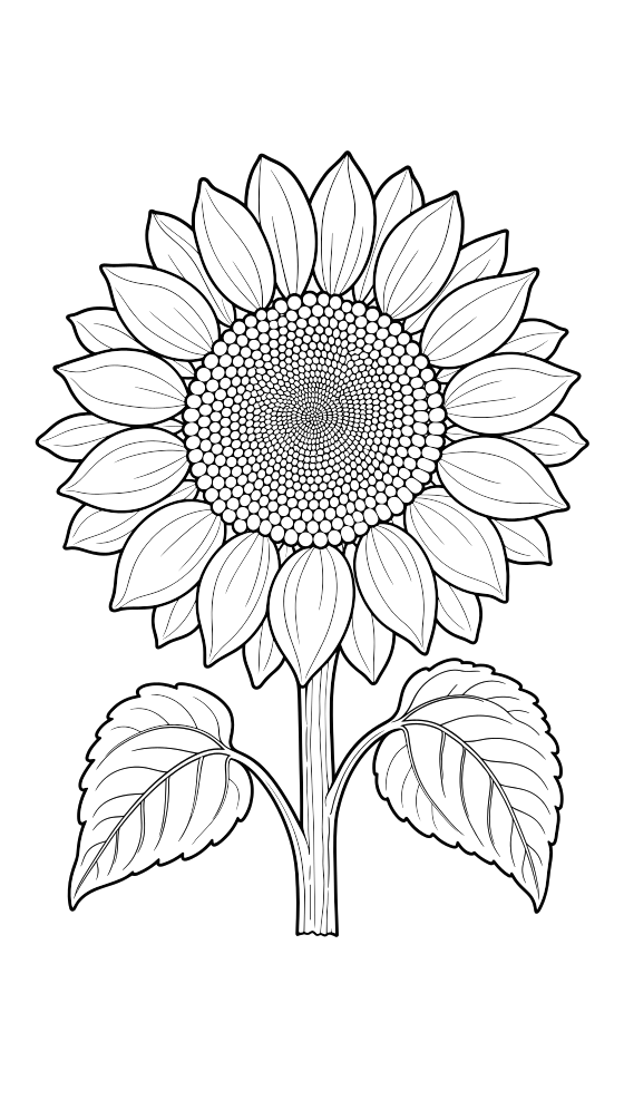 sunflower coloring page for adults — free printable PDF