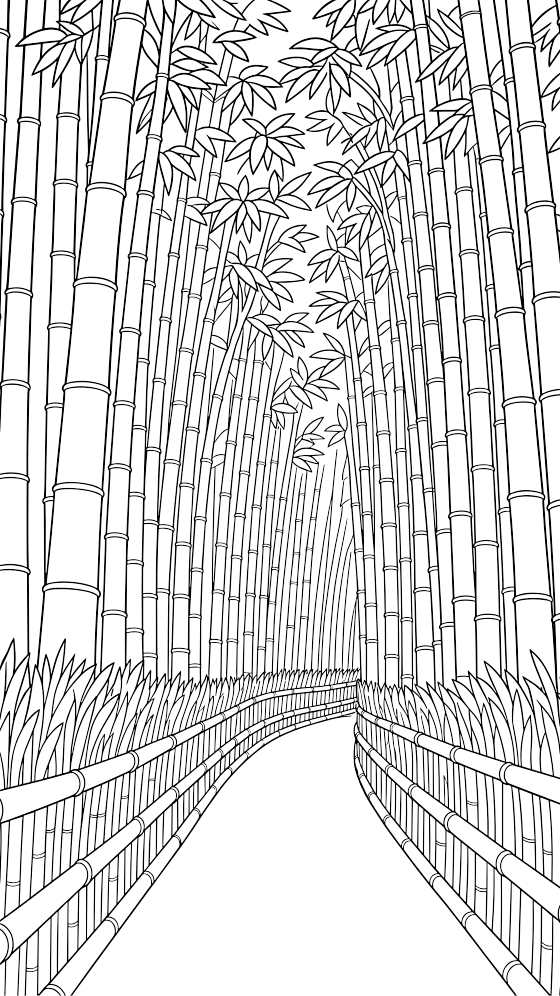 bamboo grove coloring page for adults — free printable PDF