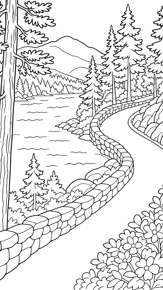 carriage roads coloring page for adults — free printable PDF