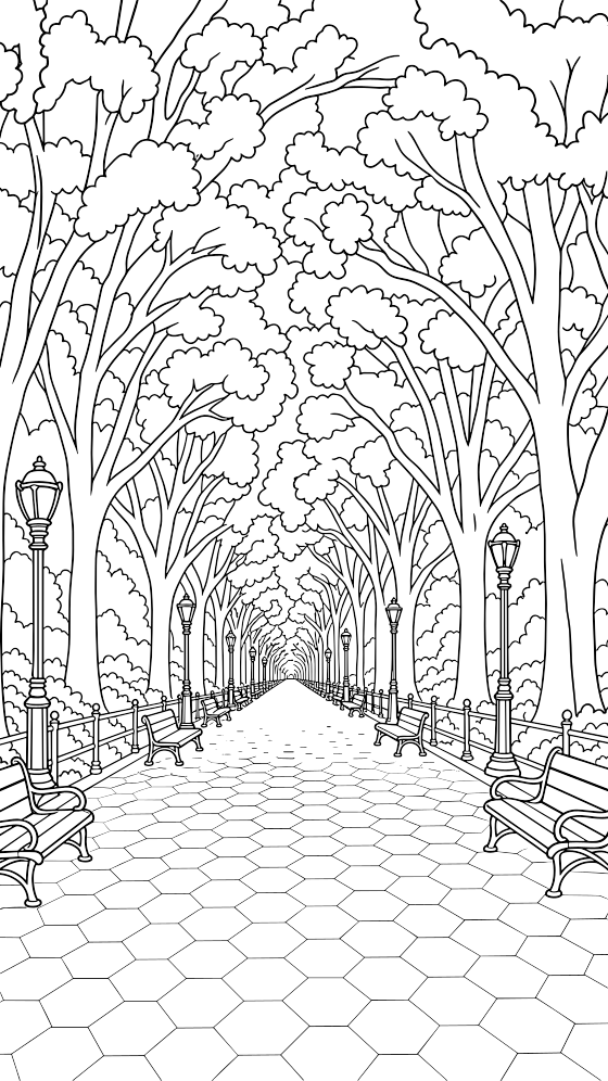 central park coloring page for adults — free printable PDF