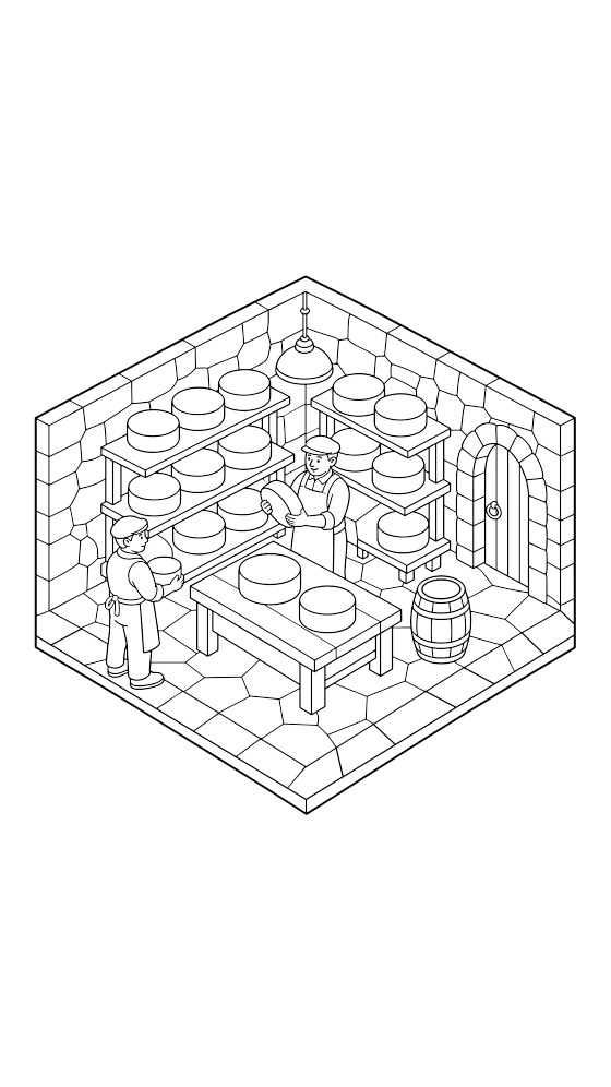 cheese cave coloring page for adults — free printable PDF