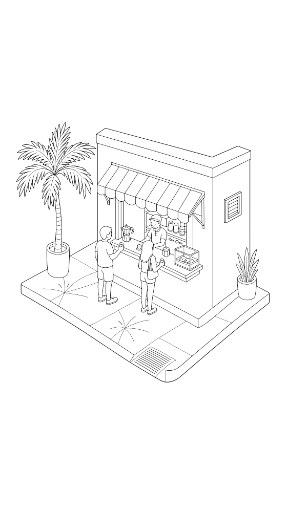 cuban coffee window coloring page for adults — free printable PDF