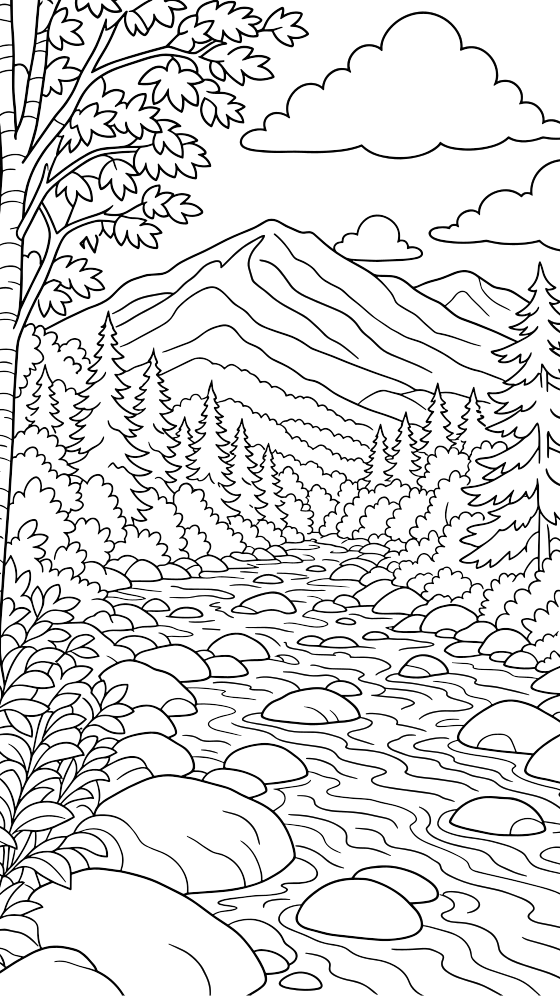 kancamagus highway coloring page for adults — free printable PDF