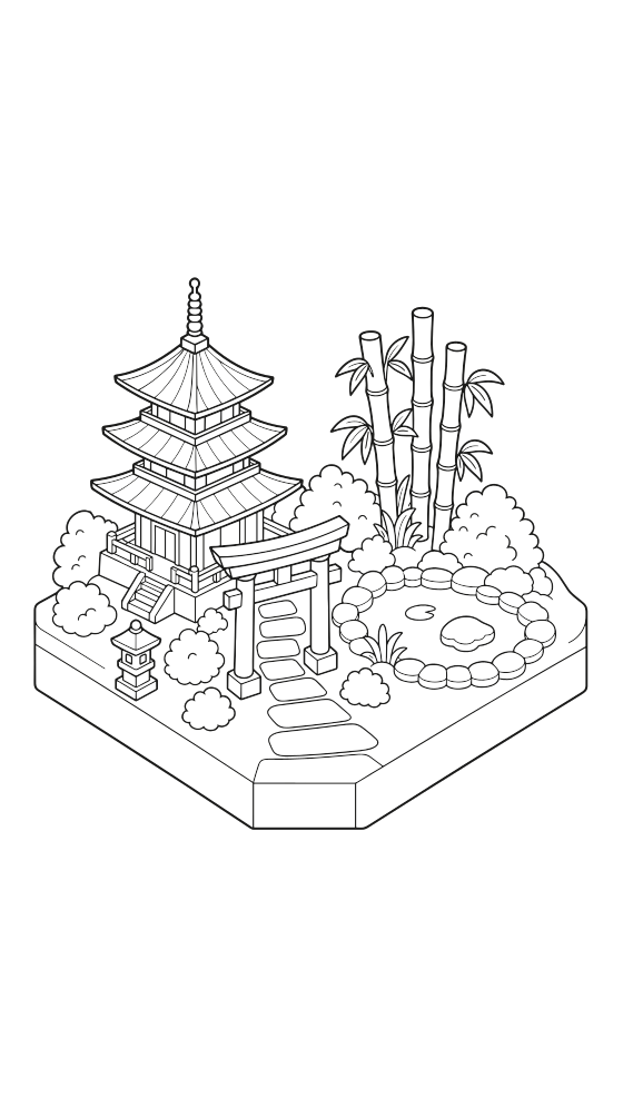 kyoto coloring page for adults — free printable PDF