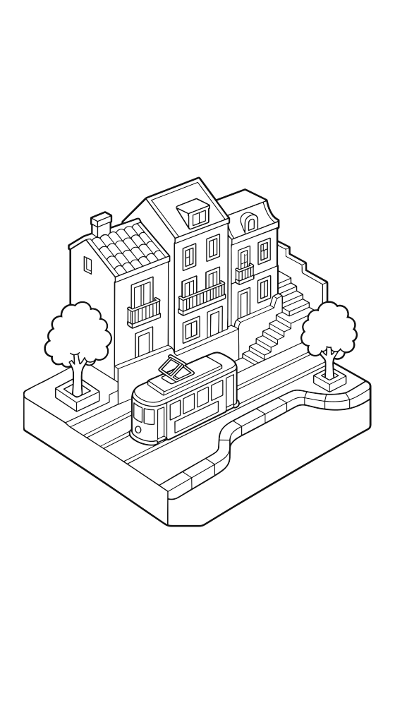 lisbon coloring page for adults — free printable PDF