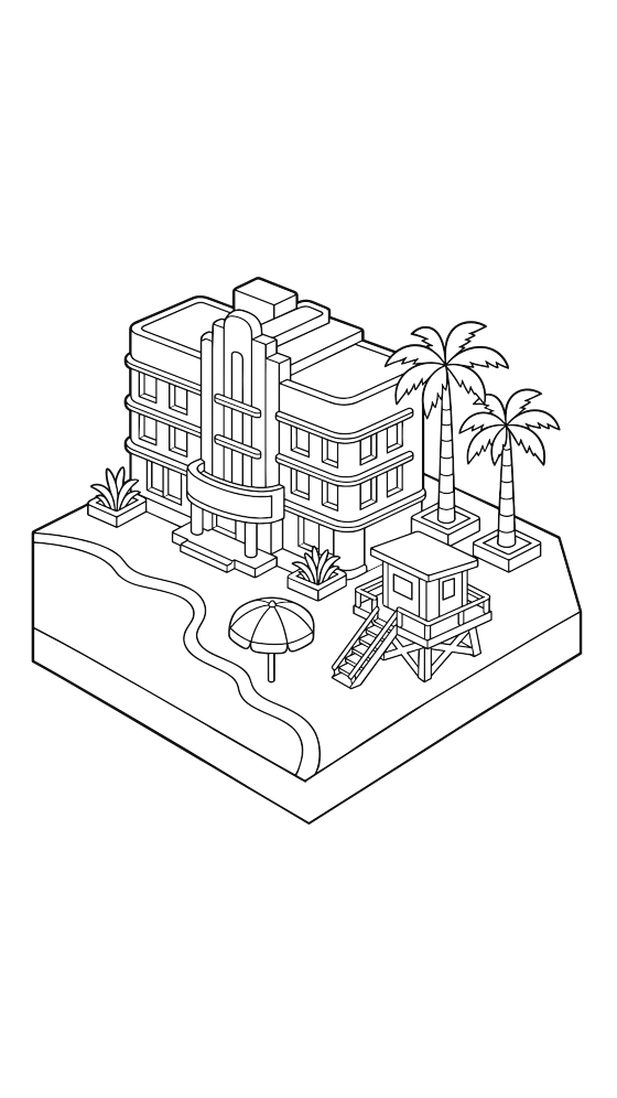 miami coloring page for adults — free printable PDF