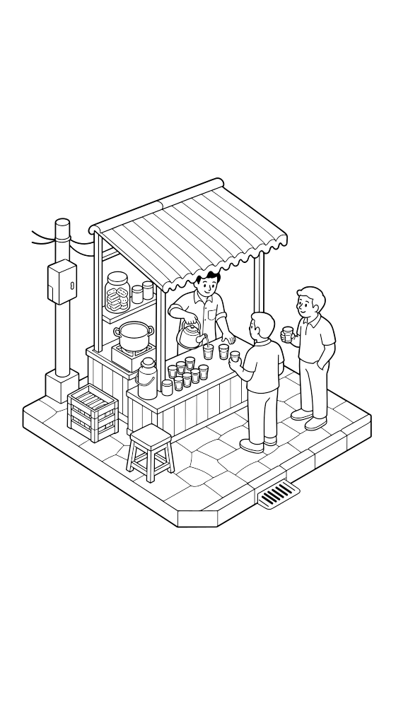 mumbai chai stand coloring page for adults — free printable PDF