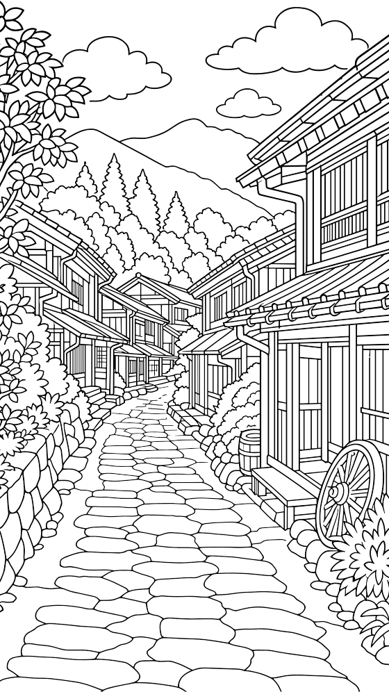nakasendo coloring page for adults — free printable PDF