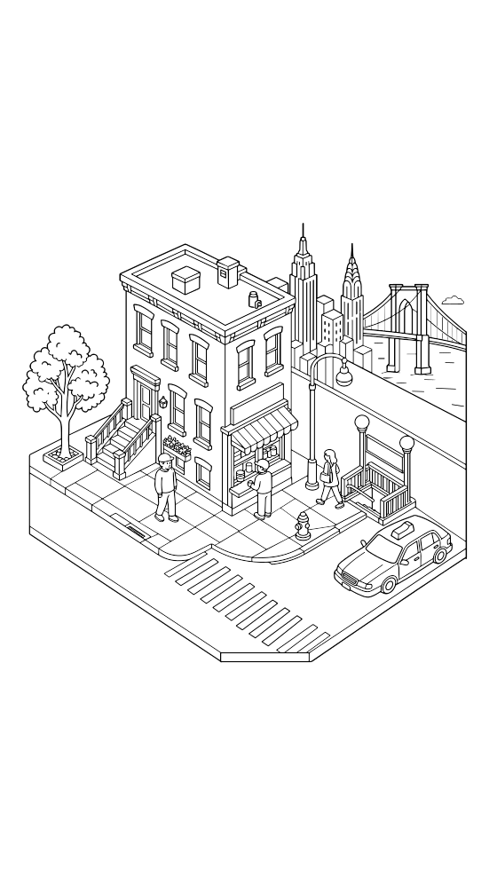 new york coloring page for adults — free printable PDF