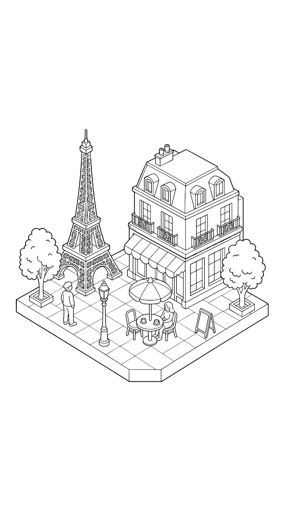 paris coloring page for adults — free printable PDF