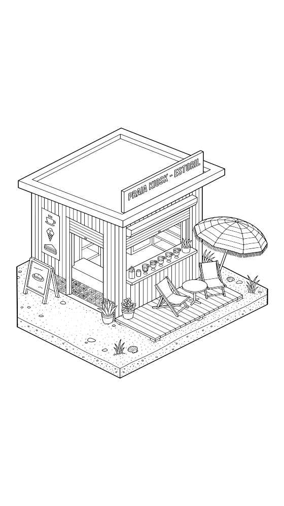 praia kiosk coloring page for adults — free printable PDF