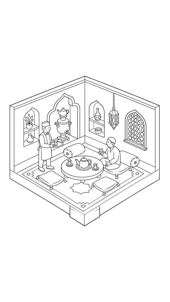 tehran teahouse coloring page for adults — free printable PDF