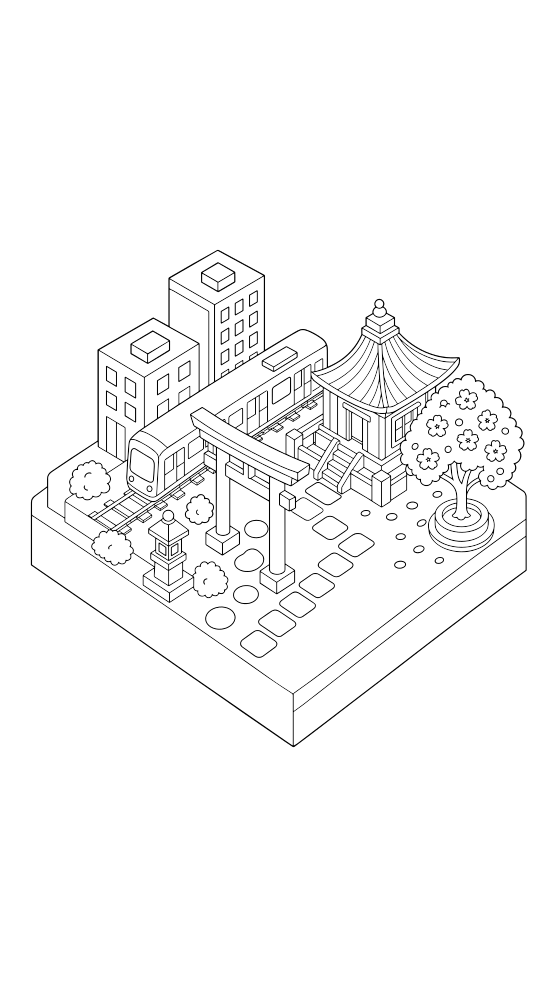 tokyo coloring page for adults — free printable PDF
